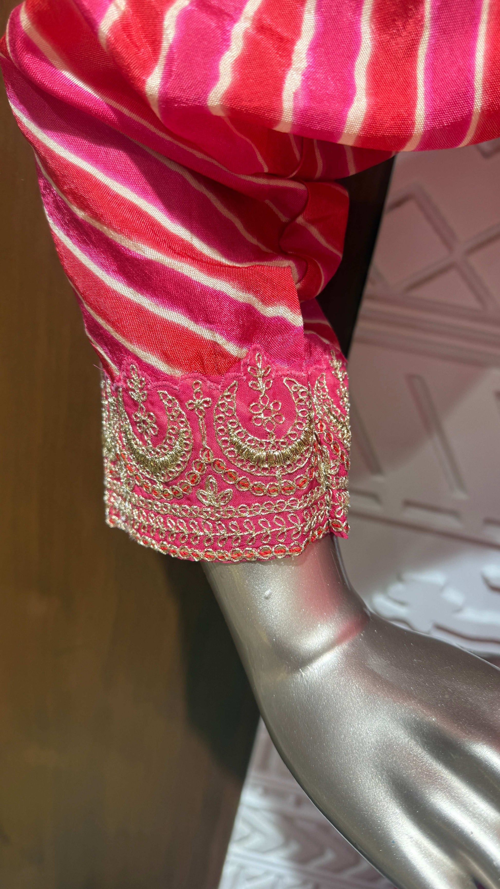 Pink Leheriya Embroidered Laos Slick Sharara Set β Sheetal Collection