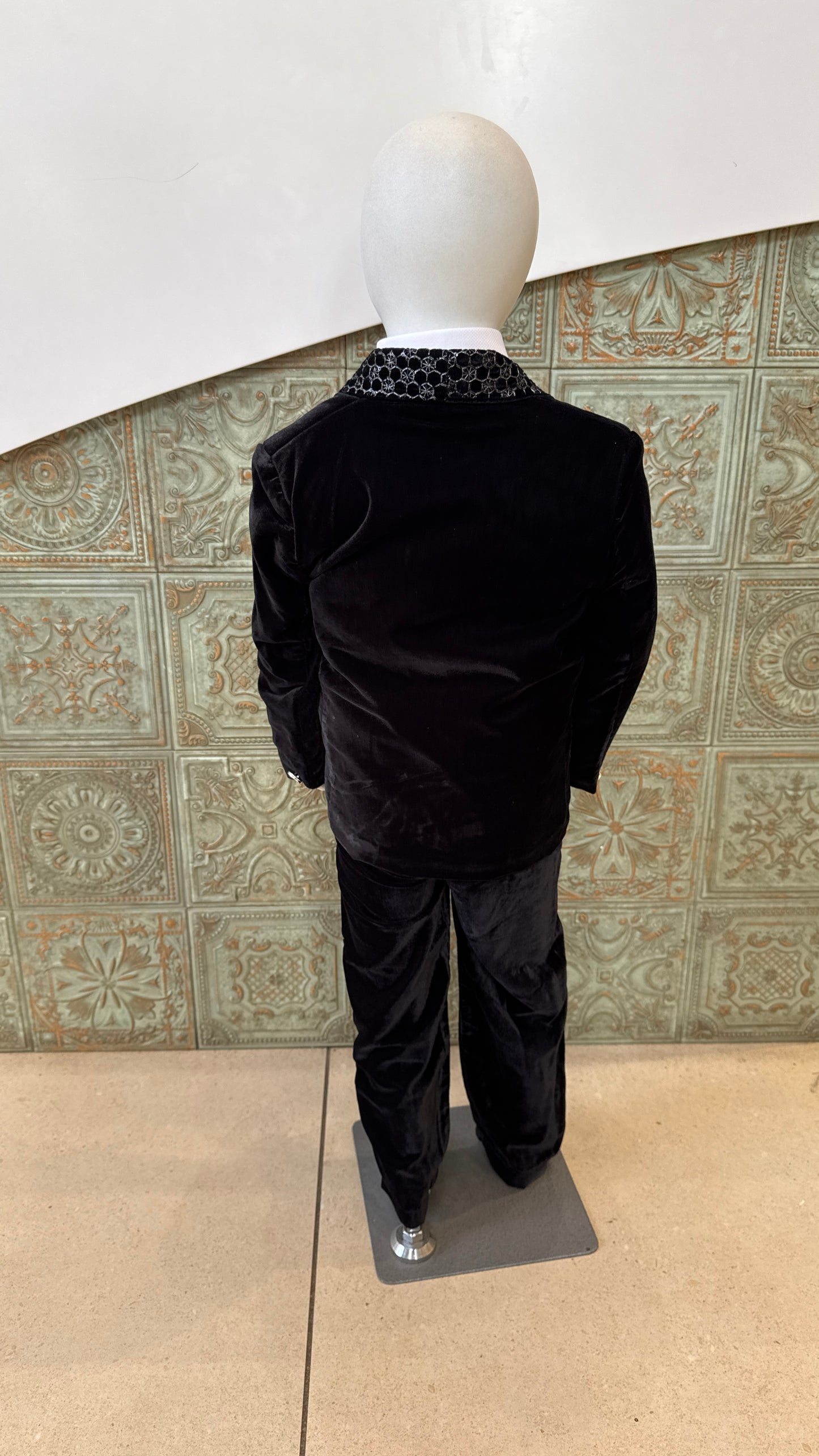 Black Velvet Tuxedo Suit for Boys