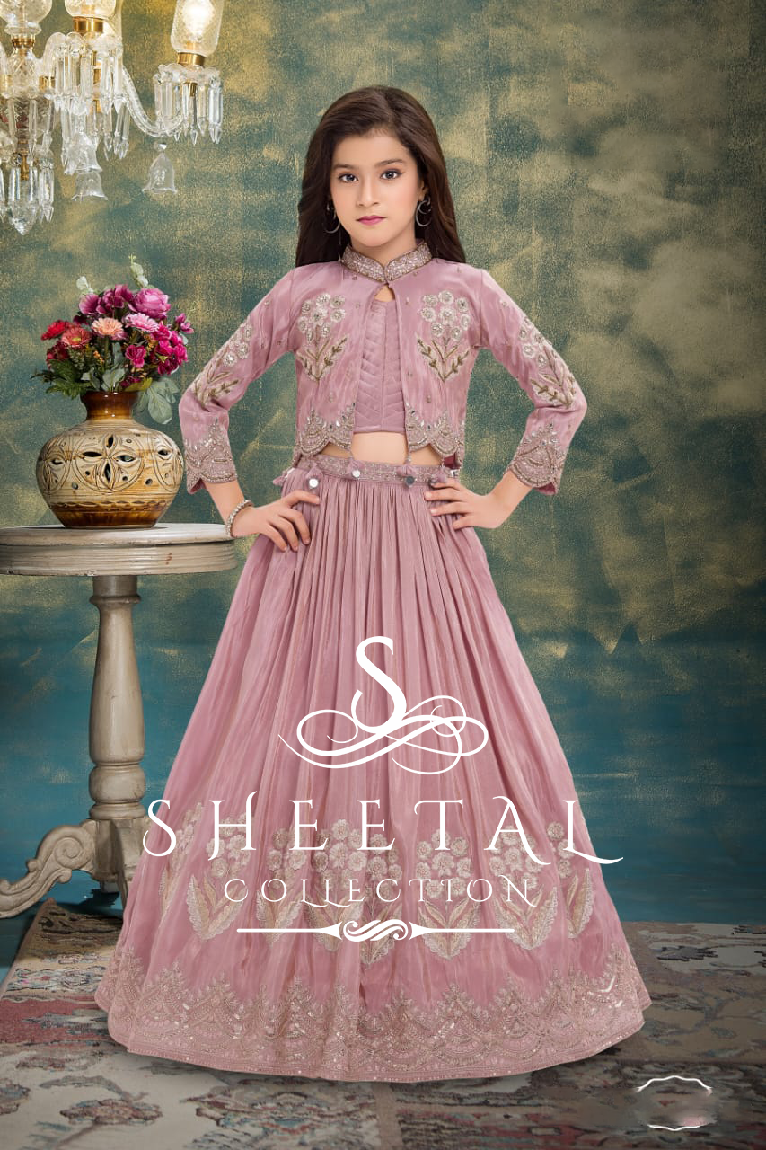 Dusty Pink Embroidered Lehenga Jacket Set