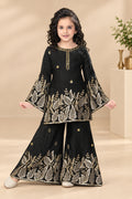 Girls Floral Embroidered Flared Sharara Set with Dupatta