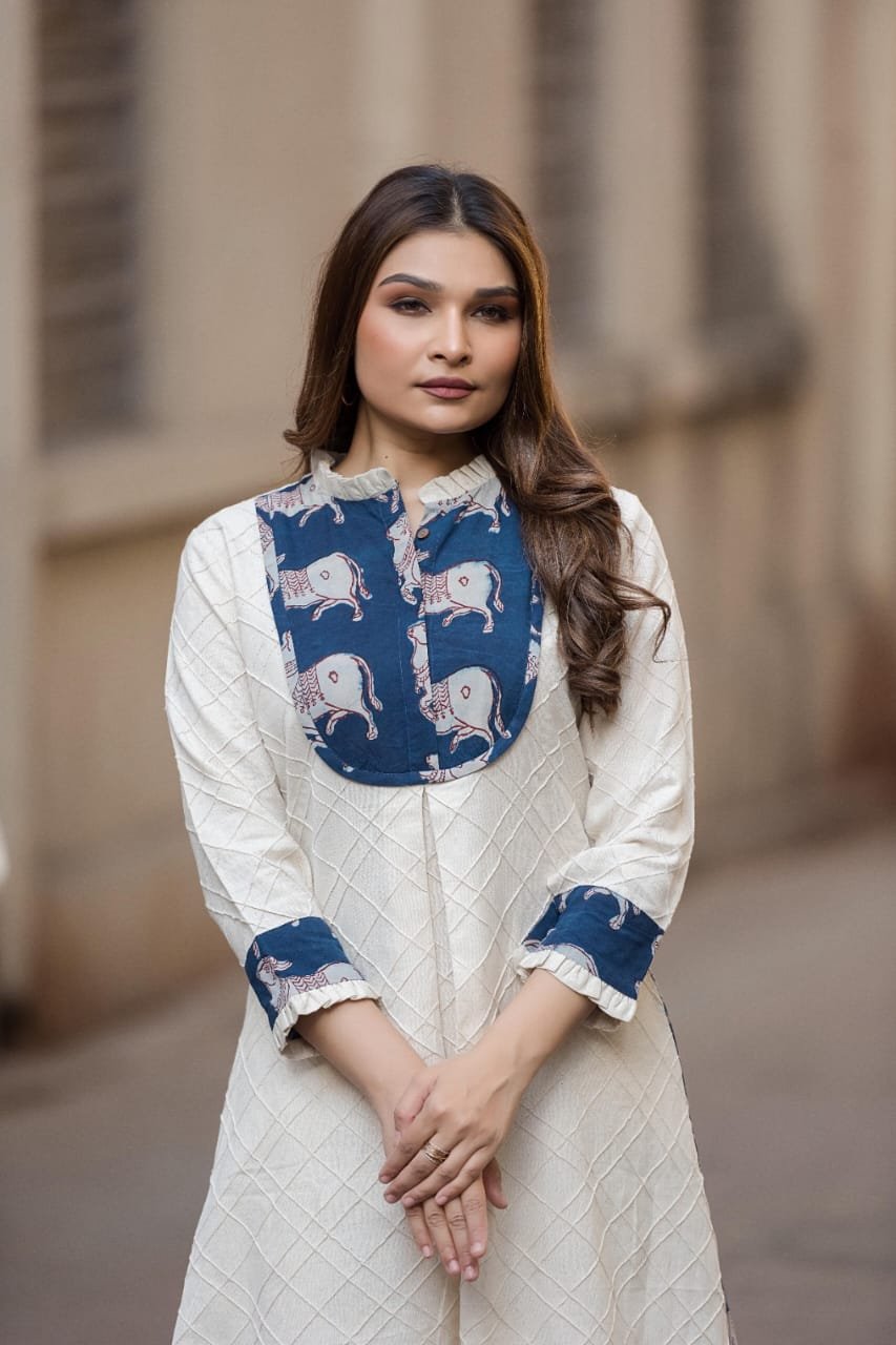 Elephant And Eagle Motif cotton flex Co-ord set