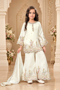 Girls Floral Embroidered Top Palazzo Set with Dupatta
