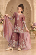 Girls Floral Embroidered Kurta Palazzo Set with Dupatta