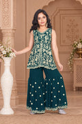 Girls Royal Bloom Embroidered Sharara Set