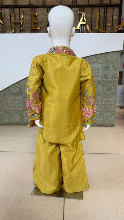 Girls Blooming Floral Jacket Palazzo Set