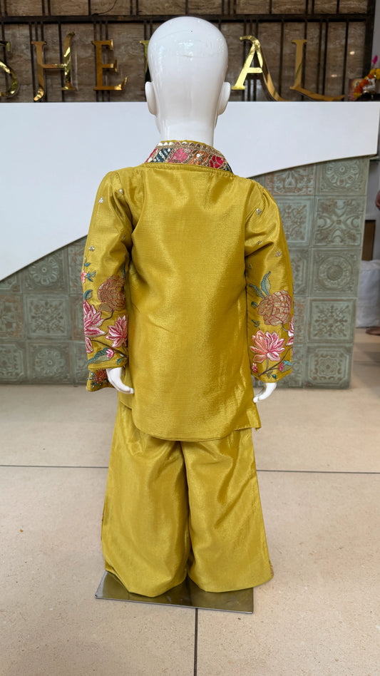 Girls Blooming Floral Jacket Palazzo Set