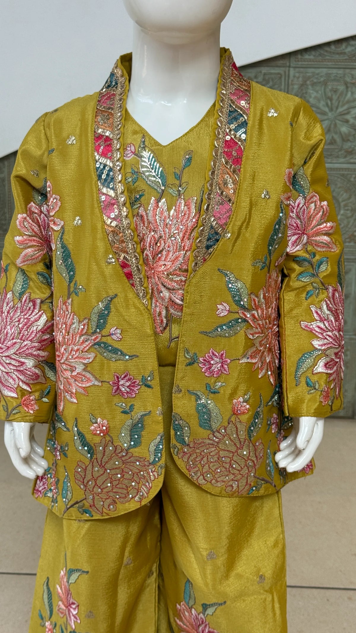 Girls Blooming Floral Jacket Palazzo Set