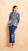 Blue Floral Short Kurta Set