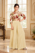 Girls Floral Bloom Embroidered Jacket Palazzo Set