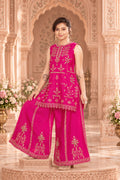 Girls Botanical Embroidered Flared Palazzo Set