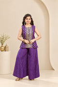 Girls Regal Embroidered Peplum Palazzo Set