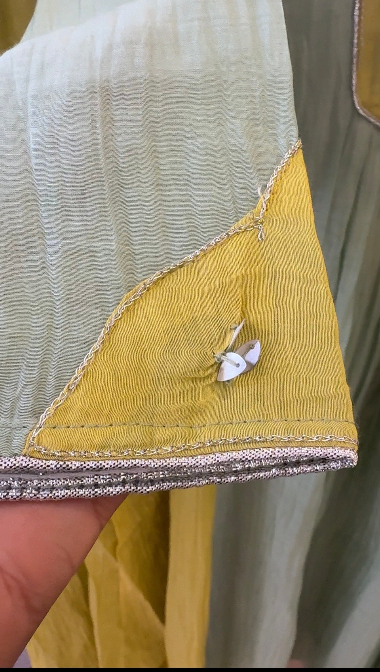 Mint Green and Yellow Mul chanderi Suit| Ready to Ship| Limited Sets