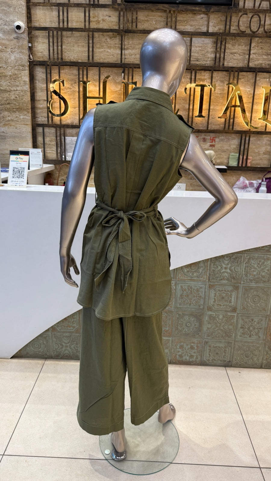 Green Cotton Linen Co ord Set