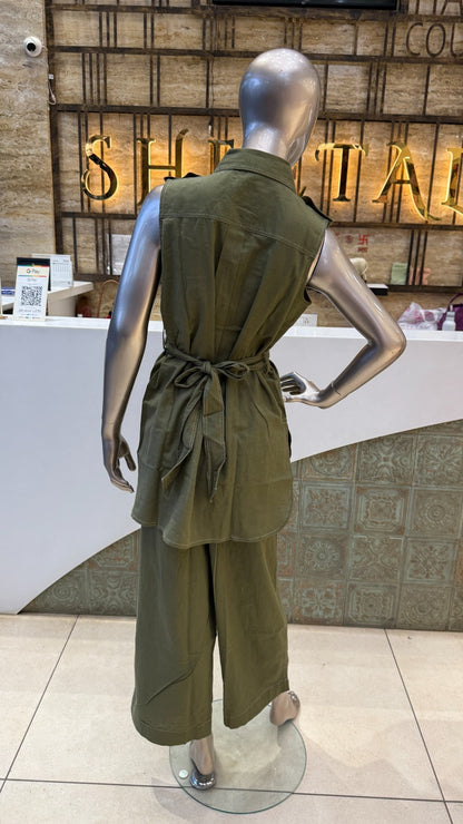 Green Cotton Linen Co ord Set