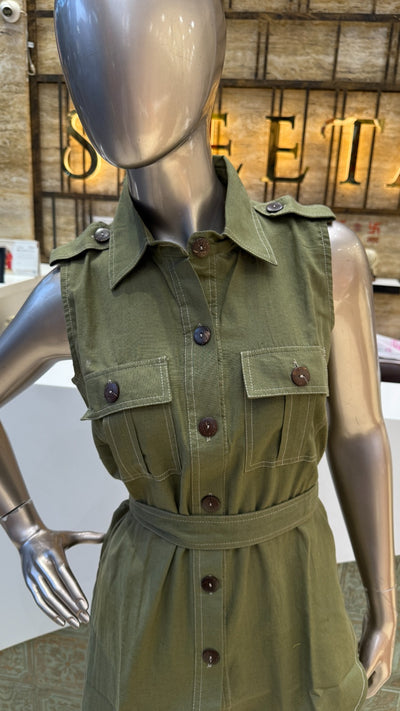 Green Cotton Linen Co ord Set