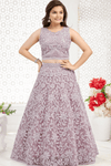 Lavender Purple Silver Embroidered Lehenga Choli Set for Women