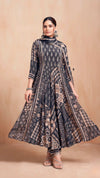 Black Flared Print Kurta Set