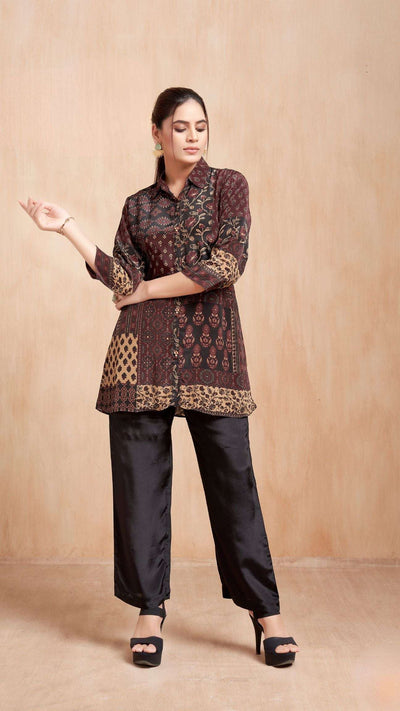Maroon Printed Short Kurta Set