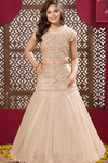Champagne Gold Mermaid Style Kids Lehenga Choli with Pearl Embroidery