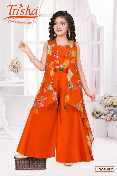 Girls Floral Printed Shrug Palazzo Set