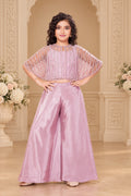Girls Sequin Embellished Cape Top Palazzo Set