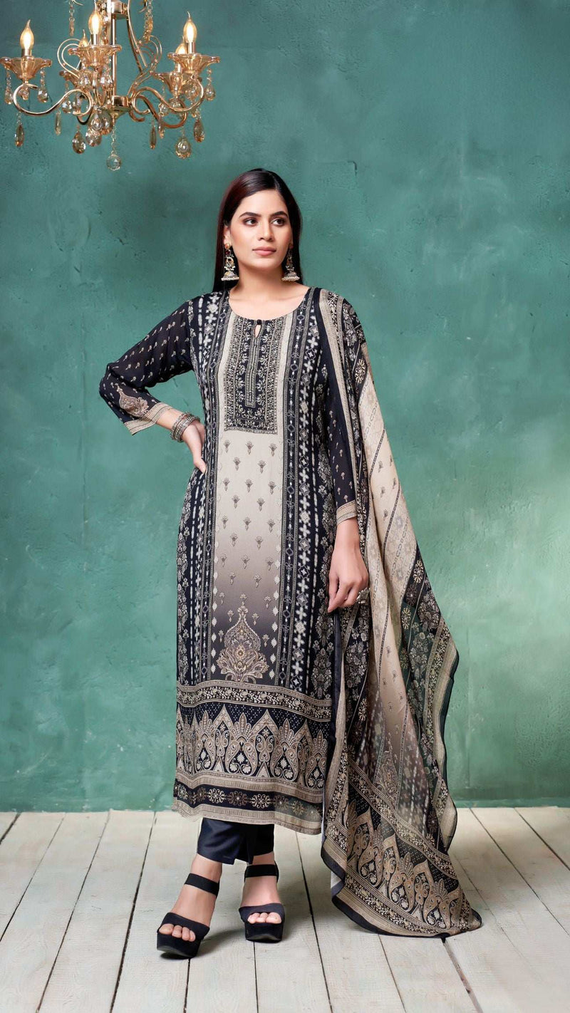 Black Ombre Print Kurta Set