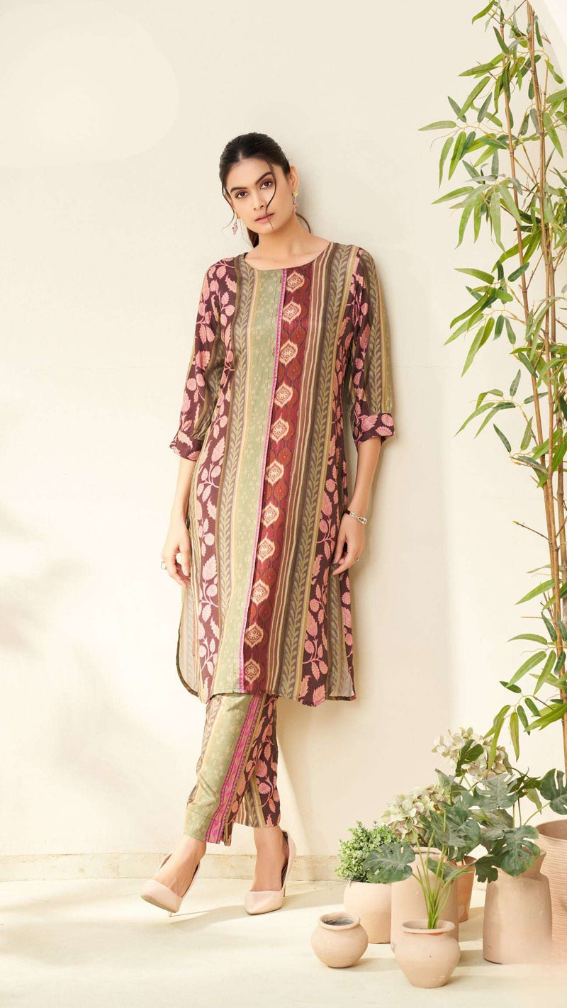 Multicolor Ikat Print Kurta Set