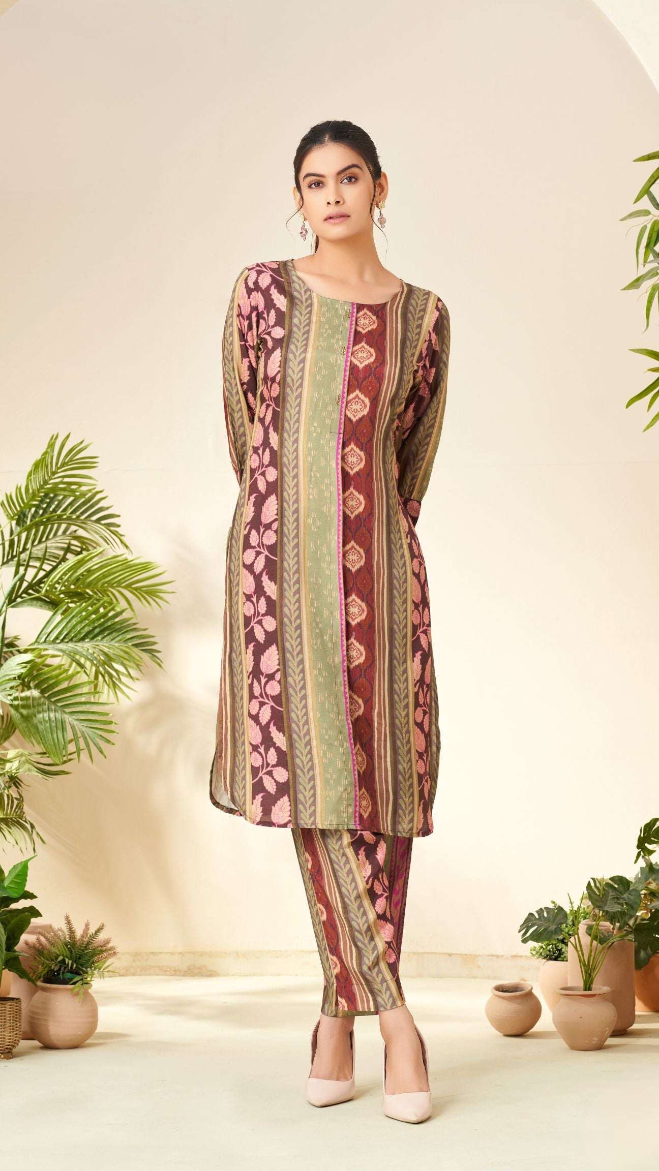 Multicolor Ikat Print Kurta Set