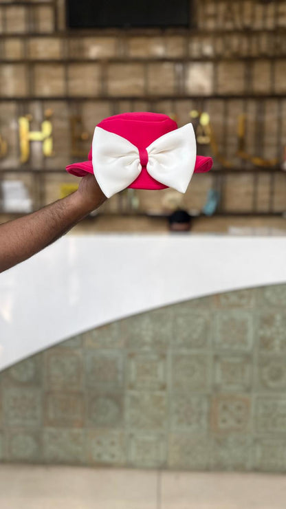 Hot Pink Bow Frock With Attractive Hat