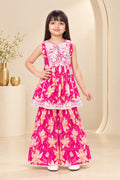 Girls Floral Printed Peplum Sharara Set