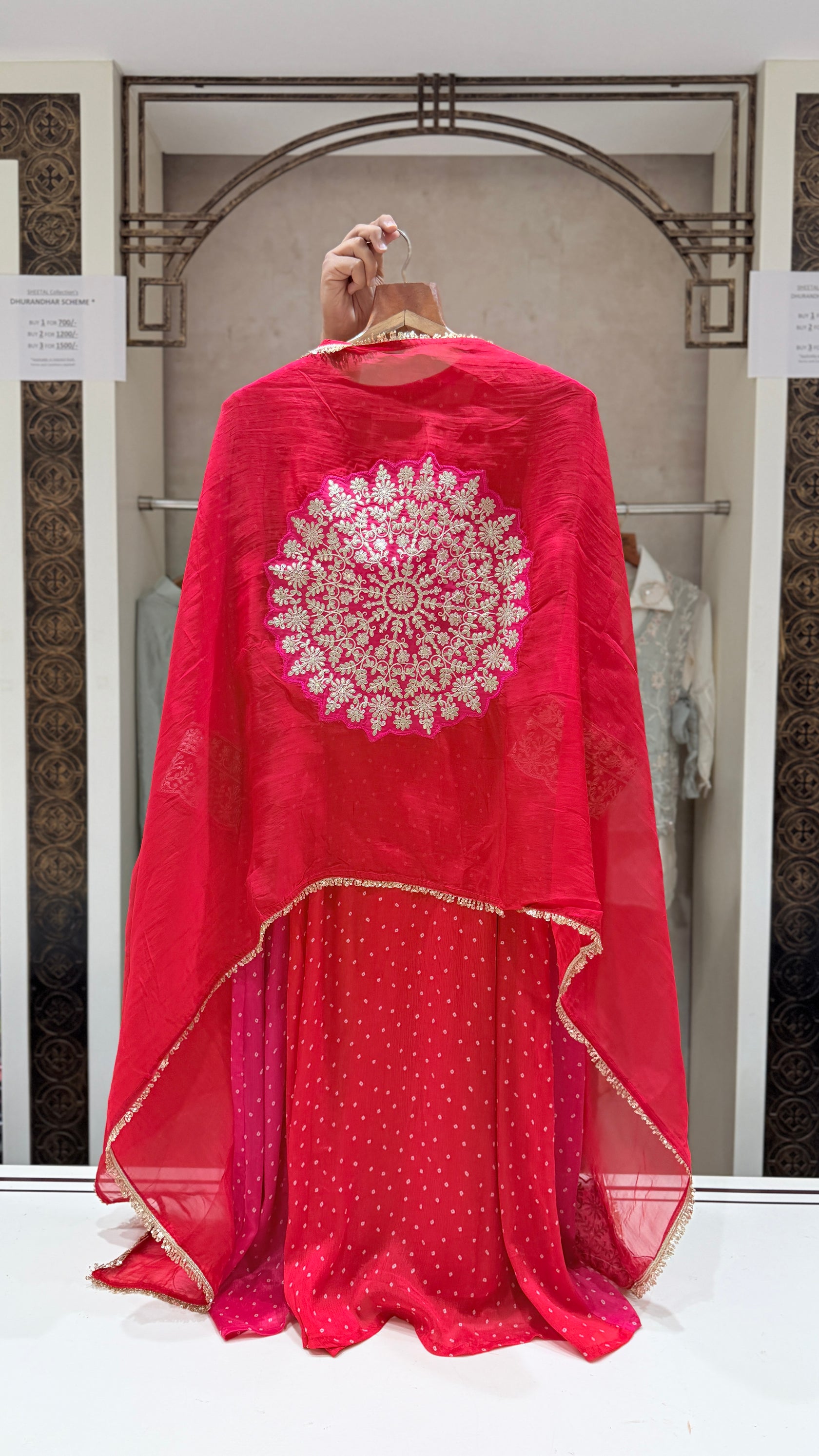 Red n Rani Chinon Suit