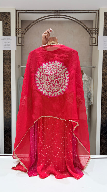 Red n Rani Chinon Suit
