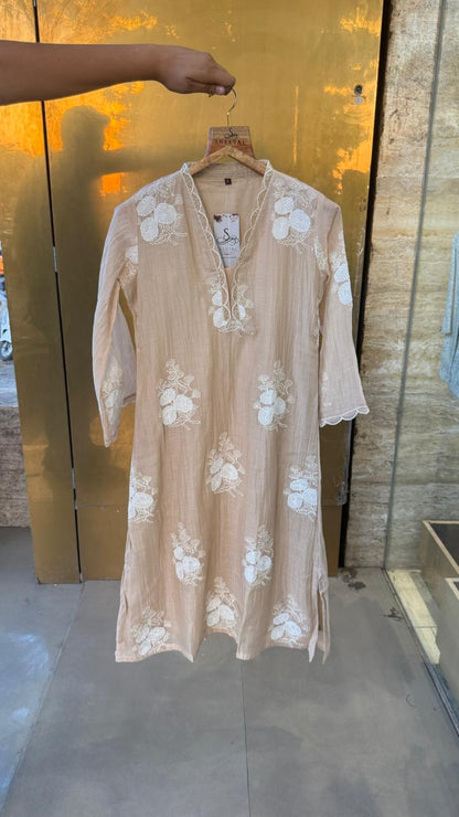 Applique Mul Chanderi 3pc suit