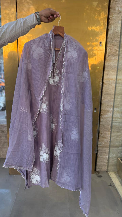 Applique Mul Chanderi 3pc suit