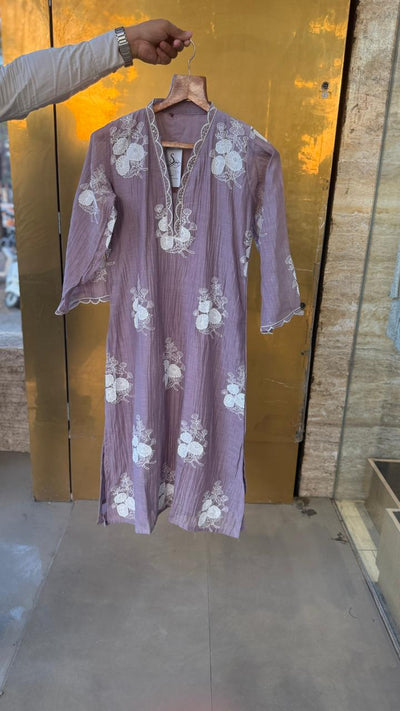 Applique Mul Chanderi 3pc suit