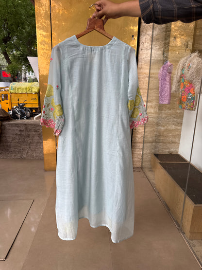 Mint Green With Yellow Cut Work Suit