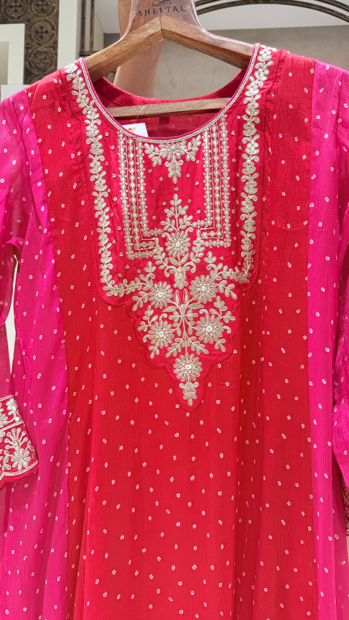 Red n Rani Chinon Suit