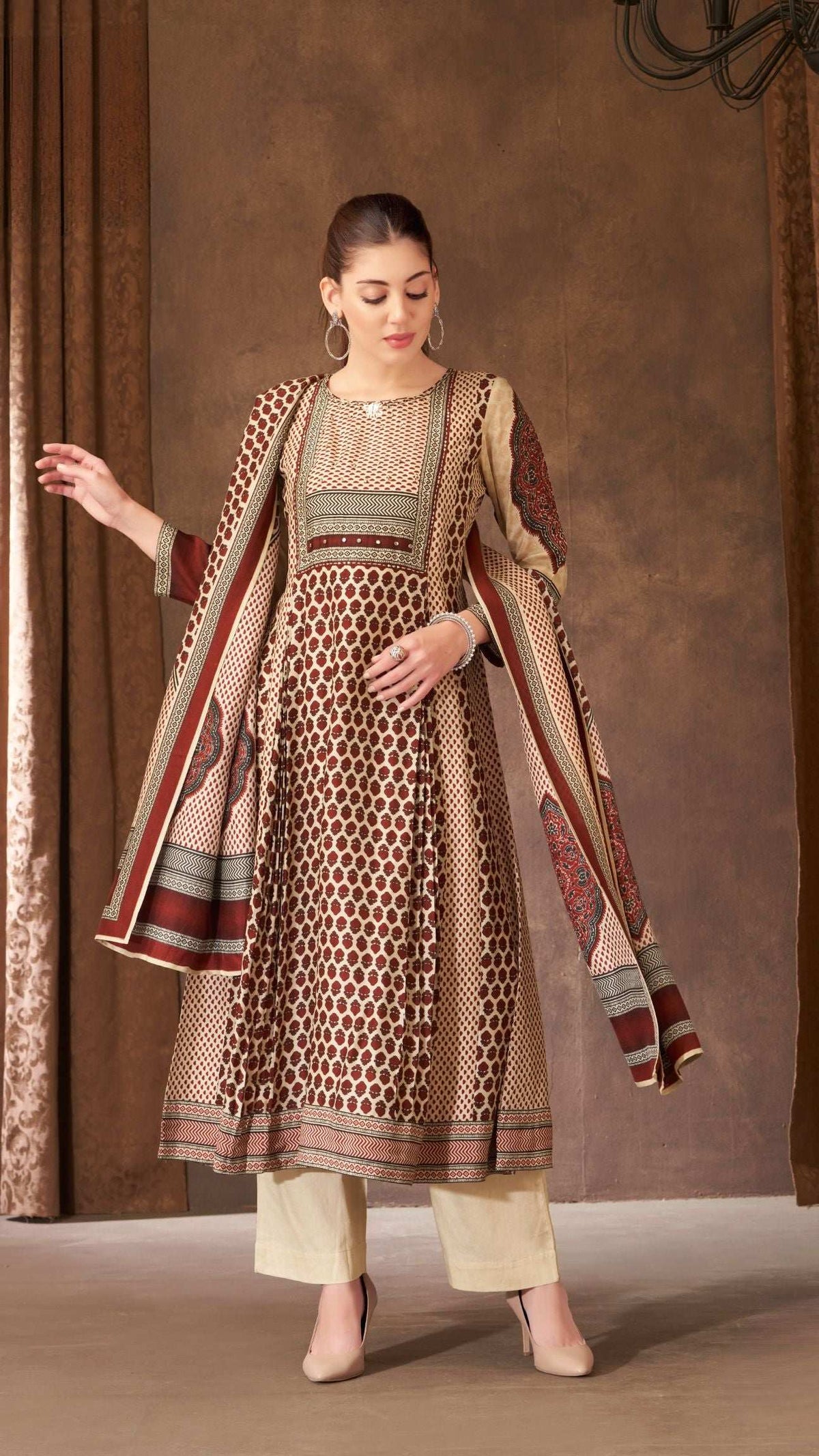 Maroon Flared Kurta Set