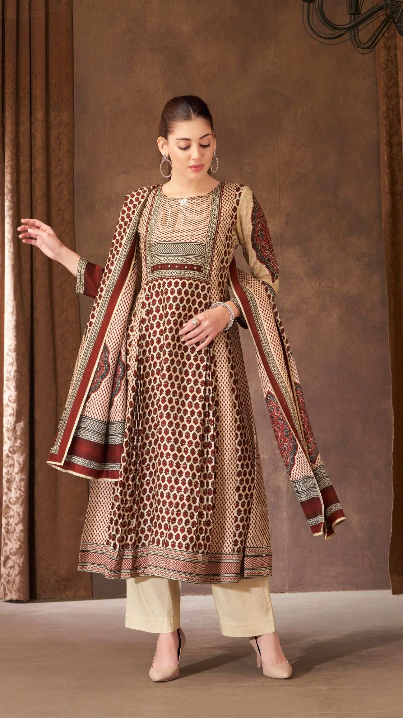 Maroon Flared Kurta Set