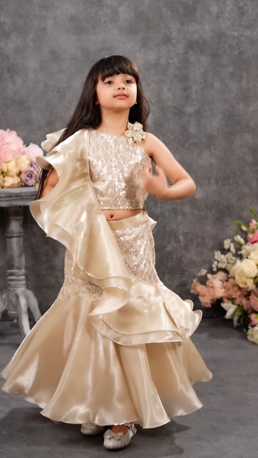 Fish Cut Lehenga for Little Girls