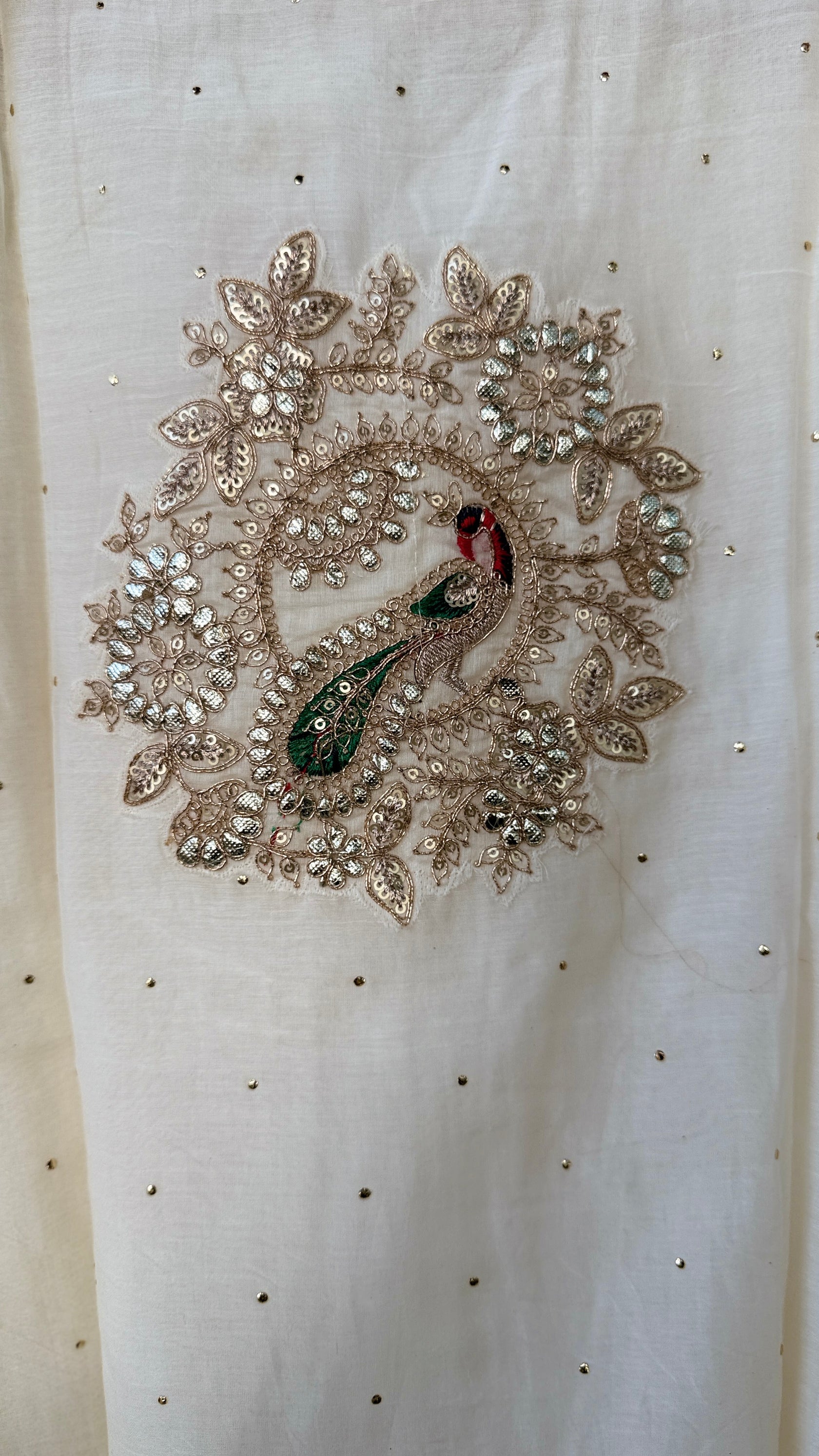 Ivory Mul Chanderi Suit with Yellow Dupatta