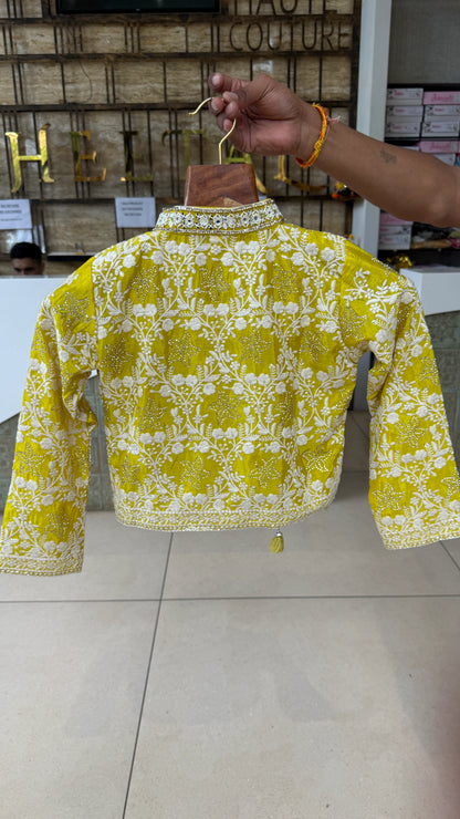Girls Floral Printed Crop Jacket & Palazzo Set