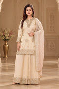 Girls Embroidered Straight Kurta Palazzo Suit Set with Dupatta