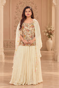 Girls Floral Printed Crop Top Palazzo Set with Dupatta