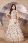 Ivory Cream Multicolor Embroidered Bridal Lehenga Choli Set