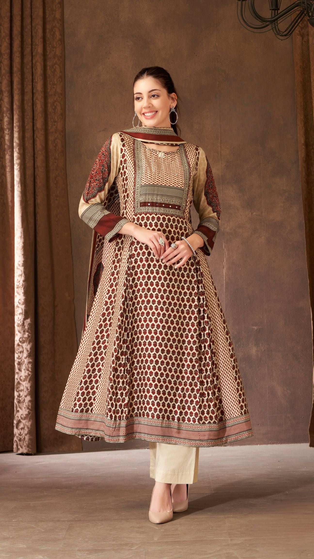 Maroon Flared Kurta Set