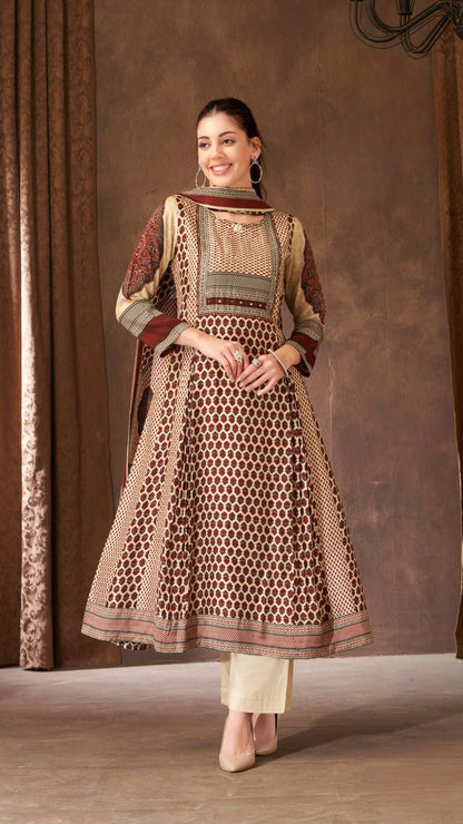 Maroon Flared Kurta Set