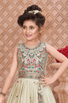 Cream Off-White Butterfly Embroidered Kids Lehenga Choli Se