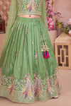 Green Peacock Embroidered Kids Lehenga Set – Sheetal Collection