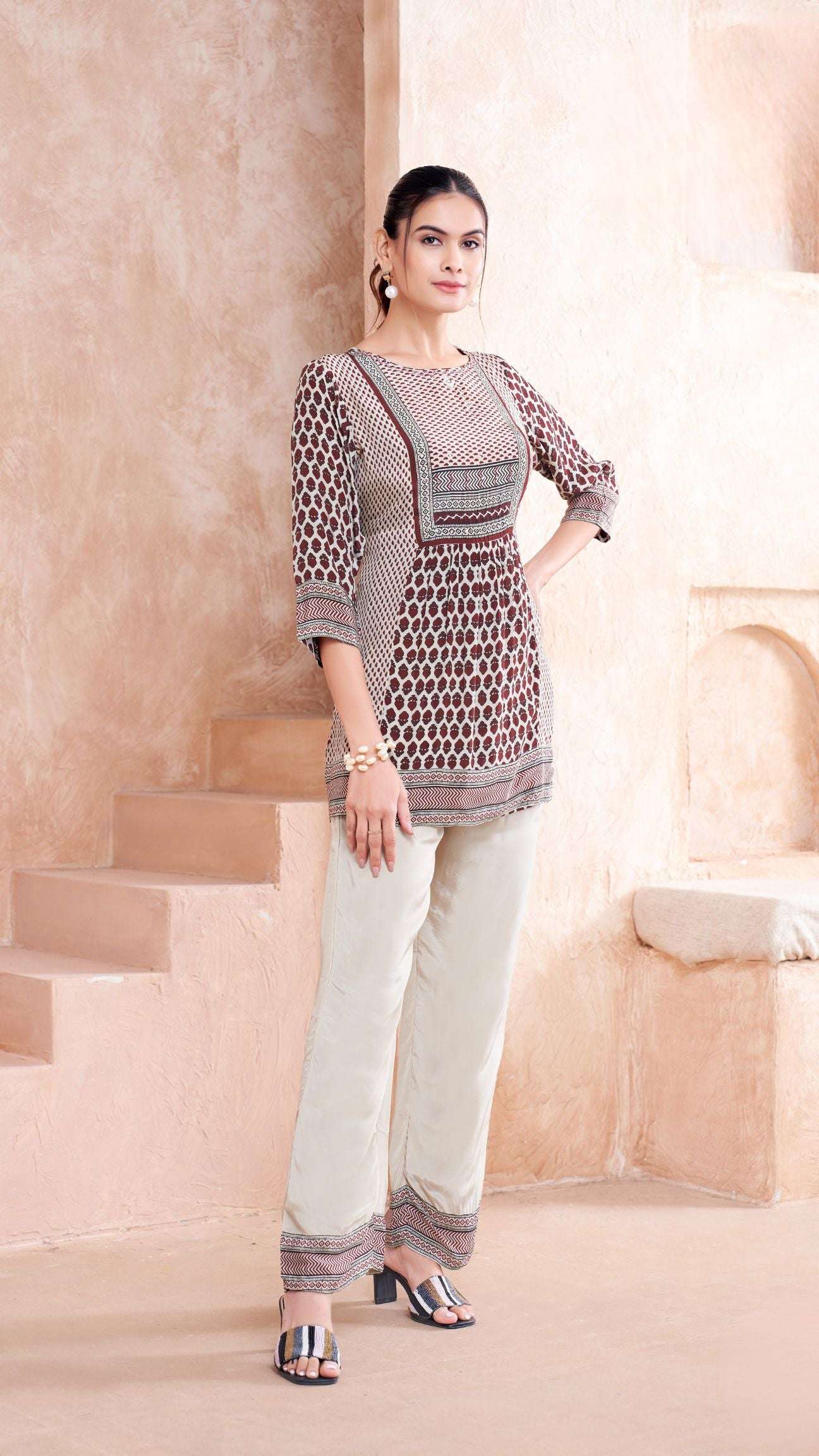 Maroon Straight Kurta Pant Set